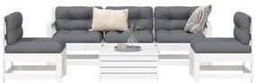 3250729 vidaXL Градински комплект диван от 6 части, бял, масивно дърво бор