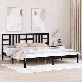 3105429 vidaXL Рамка за легло, черна, дърво масив, 200x200 см