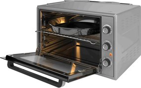 Втора ръка: Малка готварска печка Elite EMO-FL 65 2591, 2000W, 65 литра, 3 режима, Двойно стъкло, Термостат, Таймер, Турбо вентилатор, Сив