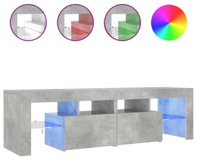 804368 vidaXL ТВ шкаф с LED осветление, бетонно сив, 140x36,5x40 см