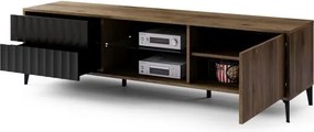 Шкаф РИМИНИ РТВ-182СК Елегантен Орех/Черно - МОДЕРЕН ТВ ШКАФ С ЧЕКМЕДЖЕТА/РАФТОВЕ И НАБРАЗДЕНИ ФРОНТОВЕ