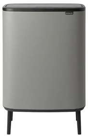 Кош за боклук Brabantia Bo Touch Hi 1001266, 2x30 л, Плътно прилепване към стена, Реглаж на краката, Минерално покритие, Сив
