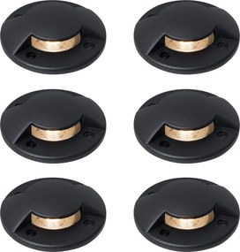 Комплект от 6 модерни наземни прожектора черни GU10 50mm 2-светлинен ефект IP65 - Cellar