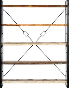 286583 vidaXL Библиотека с 5 рафта, 140x30x180 см, регенерирано дърво масив