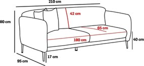 Бял разтегателен диван 210 cm Simena - Balcab Home