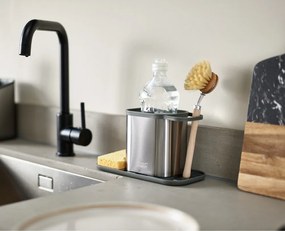 Метална стойка за перилни препарати в блестящо сребрист цвят Duo Steel – Joseph Joseph