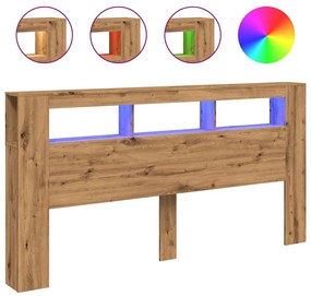 857693 vidaXL LED табла за глава Artisan Инженерна дървесина