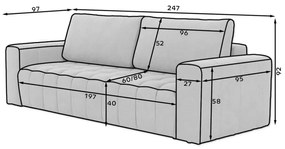 Бежов кадифен сгъваем/с място за съхранение диван 247 cm Lazaro – ELTAP