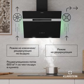 Klarstein Алина Въздушна качулка, 60 см, Смарт, 600 м³/h, Тиха, ЕК A