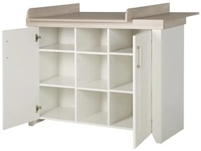 Бял нисък скрин в декор от бряст с масичка за преповиване 120x98 cm Felicia - Roba