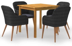 3067732 vidaXL Градински трапезен комплект, 5 части, черен