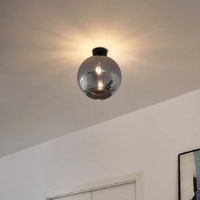 Арт Деко плафон черен с димно стъкло - Sandra