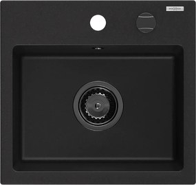 Mexen Milo гранитна мивка с 1 отделение 435 x 410 мм, черна, черен сифон