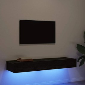 862033 vidaXL ТВ шкафове с LED осветление, 2 бр., черен дъб, 60x35x15,5 см