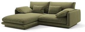 Светлозелен кадифен ъглов диван (ляв ъгъл) Torino – Micadoni
