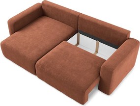 Теракотен шенилов сгъваем/с място за съхранение ъглов диван (ляв ъгъл) Kona – Makamii