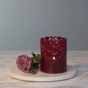 LED свещ от червен восък, височина 10 см Clary - Star Trading
