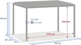 Електрическа пергола Hesperide Evora, Алуминий, Цвят Глина, 4x3 m