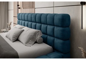 Синьо двойно легло 140x200 cm тапицирано с място за съхранение с включена подматрачна рамка Dizzle – ELTAP