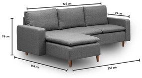 Сив ъглов диван (ляв ъгъл) Lungo – Balcab Home