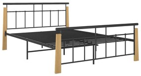 324900 vidaXL Рамка за легло, метал и дъбов масив, 140x200 см