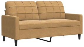 4007631 vidaXL 2-местен диван, кафяво, 140 см, кадифе