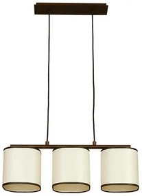 Пендел КУБО, патина, абажури Текстинел Крем, 3xE27