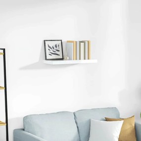 323748 vidaXL Окачен стенен рафт, бял гланц, 60x23,5x3,8 см, МДФ