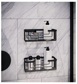 Черен стенен рафт за баня от неръждаема стомана Gedy Smart – Sapho