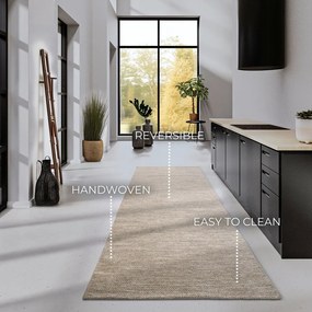 Бежова ръчно изработена пътека със смес от вълна 80x200 cm Pradesh Linen White – Elle Decoration