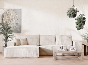 Кремав шенилов сгъваем/с място за съхранение ъглов диван (ляв ъгъл) Maze – Maison de Rêve