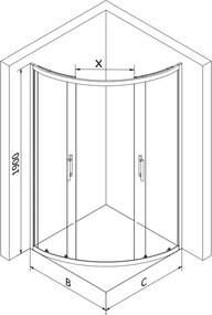 Mexen Rio душ кабина полукръгла 80 x 80 см, графит, черна + душ поддушник, бял