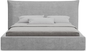 Светлосиво двойно легло 160x200 cm тапицирано с място за съхранение с включена подматрачна рамка Esala – Makamii