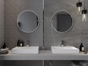 Mexen Loft кръгло огледало за баня 60 см, бяла рамка - 9850-060-060-000-20