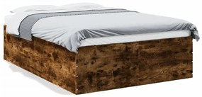 3280941 vidaXL Рамка за легло, опушен дъб, 140x190 см, инженерно дърво