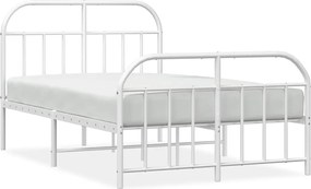 353700 vidaXL Метална рамка за легло с горна и долна табла, бяла, 120x200 см
