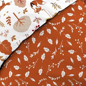 Бяло/теракотено единично памучно детско спално бельо 140x200 cm Roxy – douceur d'intérieur