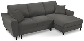 Тъмносив разтегателен ъглов диван с място за съхранение от рипсено кадифе (десен ъгъл) Kyoto – Cosmopolitan Design