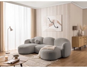 Сив ъглов диван от прежда с примки от букле (U форма) Orbit – Ropez