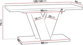 Маса Viney разтегателен -Черен гланц – concrete