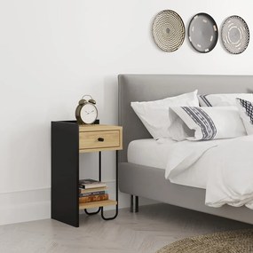 Нощно шкафче с рафтове от черен/естествен дъб Mercure - Marckeric