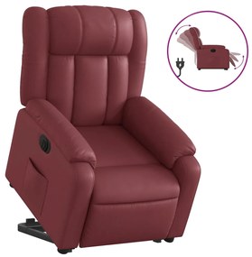 3205282 vidaXL Електрически изправящ реклайнер стол, виненочервен, еко кожа