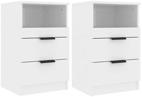 811245 vidaXL Нощни шкафчета, 2 бр, бял гланц, инженерно дърво