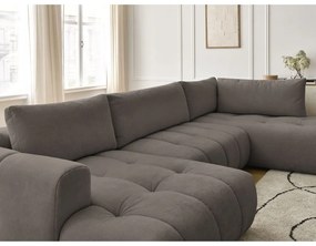 Кафяво-сив сгъваем/с място за съхранение ъглов диван (десен ъгъл/U форма) Fuji – Bobochic Paris