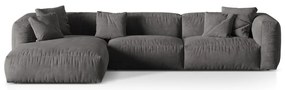 Сив кадифен модулен ъглов диван (ляв ъгъл) Martina – Micadoni