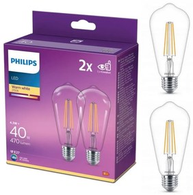 К-кт 2x LED Крушка VINTAGE Philips ST64 E27/4,3W/230V 2700K