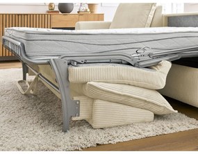 Кремав разтегателен ъглов диван от рипсено кадифе (променлив) Augustin – Bobochic Paris