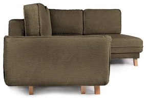 Зелен сгъваем ъглов диван от рипсено кадифе (десен ъгъл) Tori – Bonami Selection