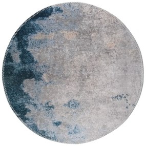 Синьо-сив миещ се кръгъл килим ø 120 cm - Vitaus