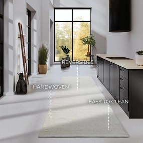 Кремава ръчно изработена пътека със смес от вълна 80x200 cm Pradesh Natural White – Elle Decoration